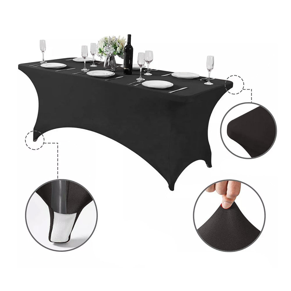 Nappe élastique GreenBlue couverture de table de restauration noir, 180x75x74cm, spandex, GB372