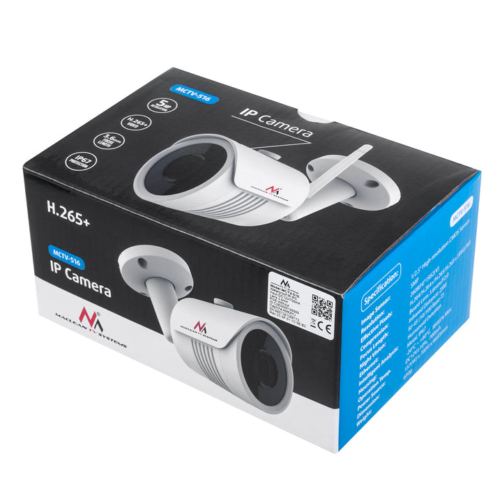 Maclean MCTV-516 Caméra de surveillance WiFi IP/IPC 5MPx pour intérieur et extérieur LED infrarouges pour l'observation nocturne Caméra de sécurité de classe IP67