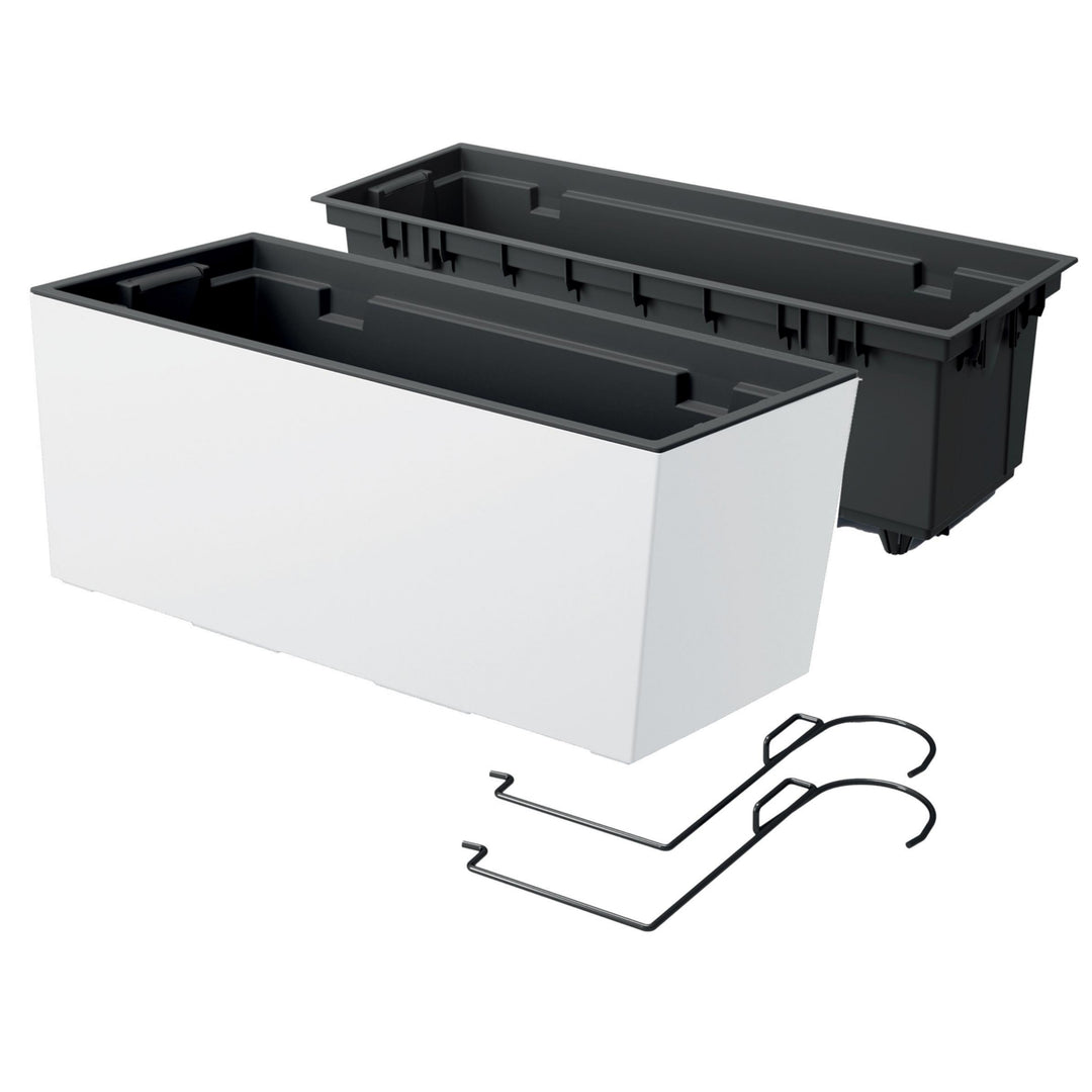 Prosperplast - Urbi Case Pot de balcon avec insert et suspension - Pot de balcon (395x18x195mm, Blanc)