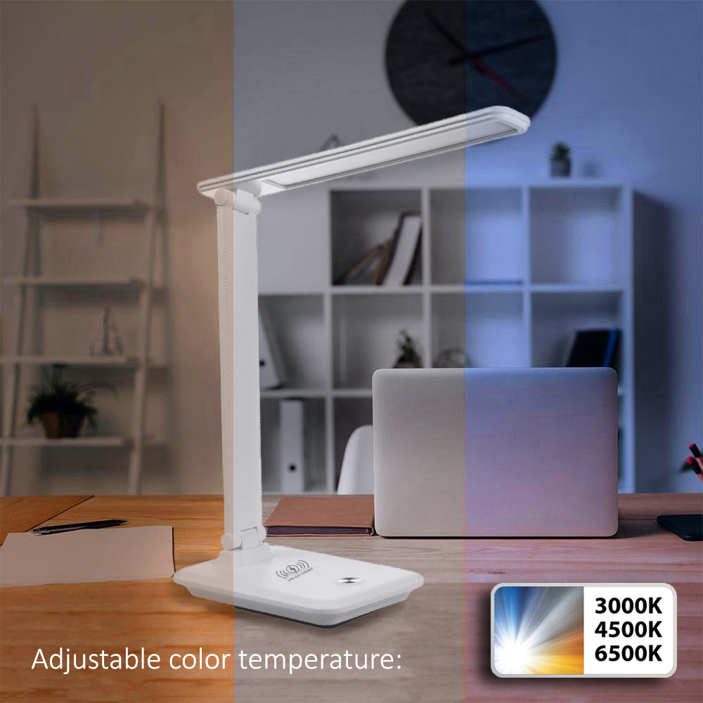 Lampe de bureau LED dimmable 9W avec chargeur induction Qi