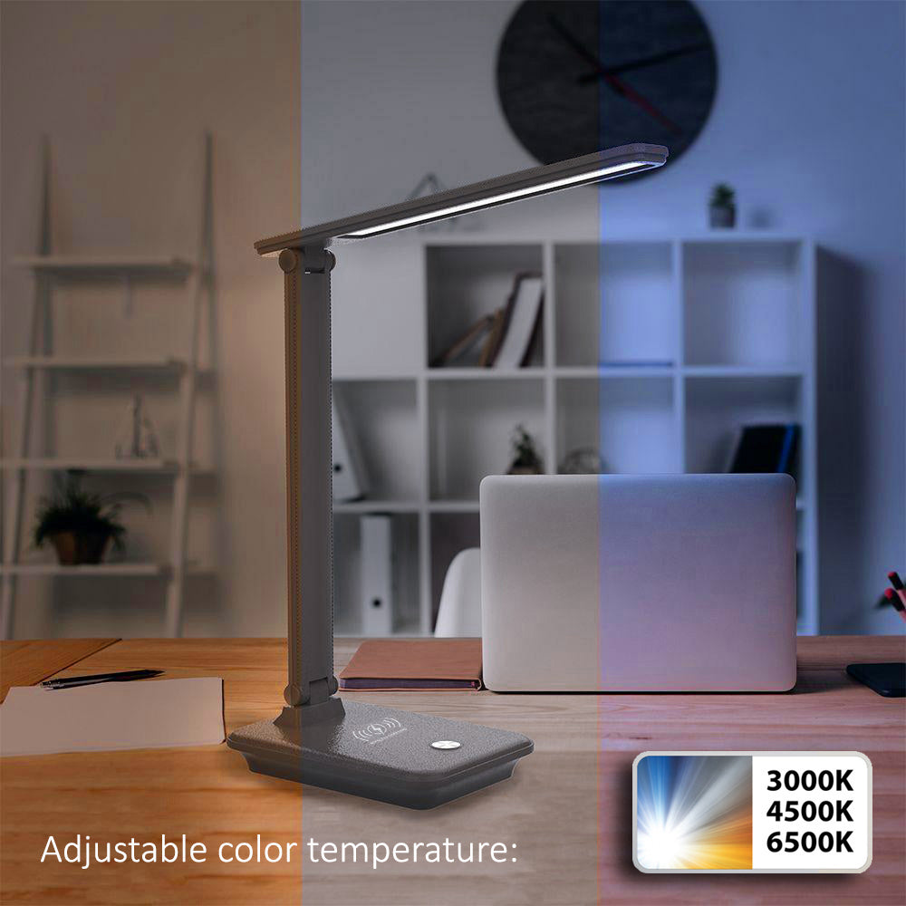 Lampe de bureau LED dimmable 9W avec chargeur induction Qi