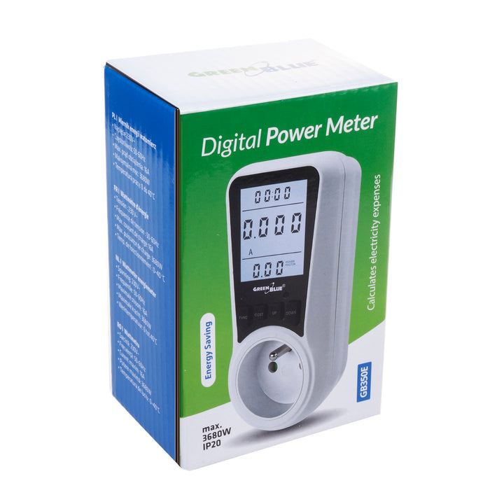 GreenBlue - Wattmeter / Elektriciteitsmeter met stopcontact - Energieverbruiksmeter