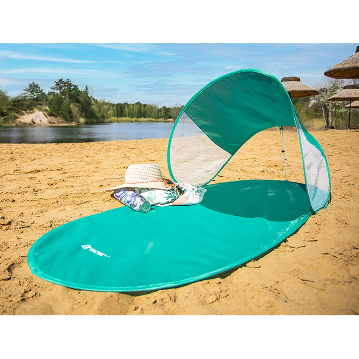 Tracer Strandmat met zonbescherming Stranddeken Picknickdeken 145 x 70 cm Outdoor deken Waterdicht Snel opvouwbaar Draagbaar Mint