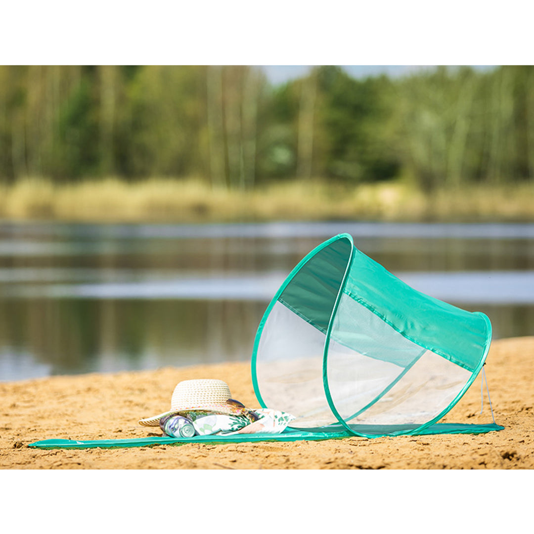 Tracer Strandmat met zonbescherming Stranddeken Picknickdeken 145 x 70 cm Outdoor deken Waterdicht Snel opvouwbaar Draagbaar Mint