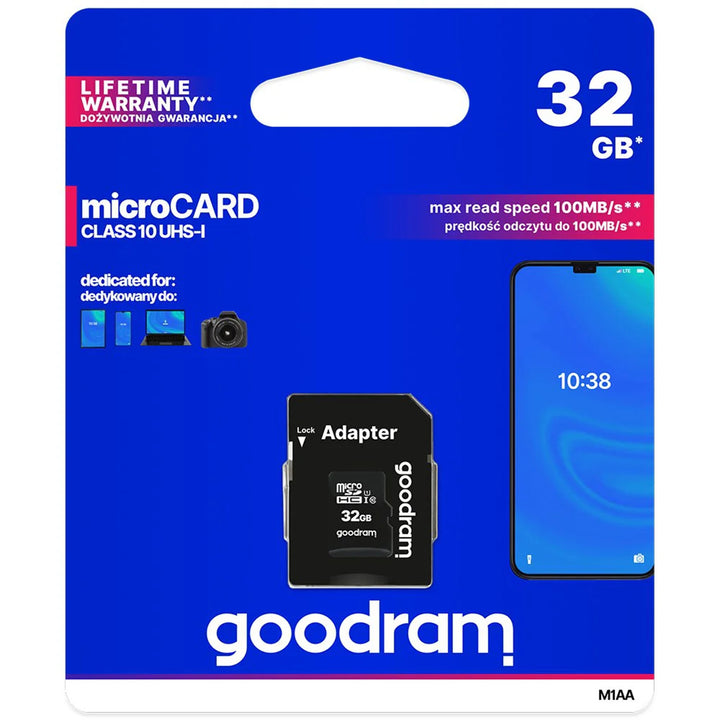 32GB microSD-geheugenkaart + SD-adapter klasse 10 UHS-I Goodram