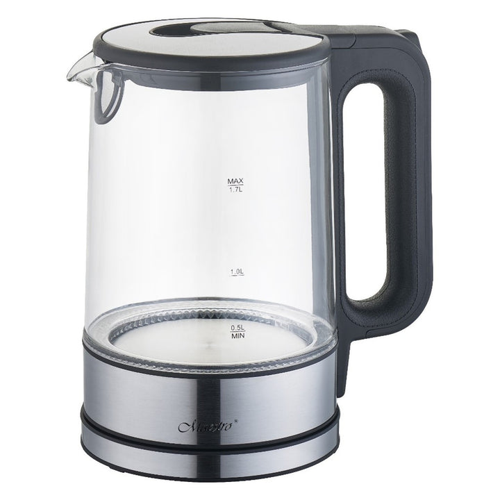 MAESTRO MR-053 Bouilloire Électrique Sans Fil 1,7L Verre &amp; Inox Lumineuse 2200W