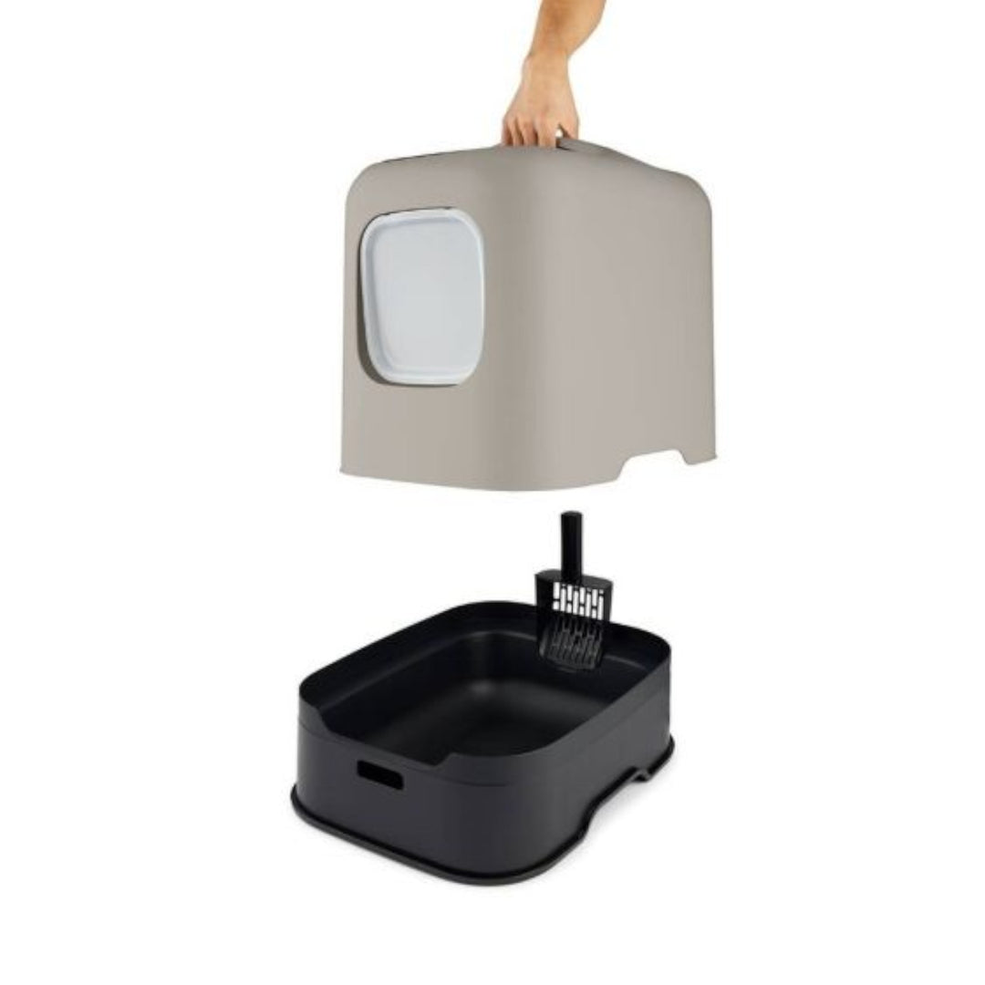 Rotho MyPet Biala Kattenbak met kap en schepje / Gemaakt van gerecycled plastic - Cappuccino