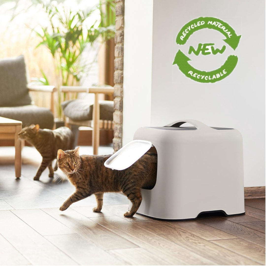 Rotho MyPet Biala Kattenbak met kap en schepje / Gemaakt van gerecycled plastic - Cappuccino