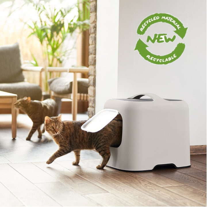 Rotho MyPet Biala Kattenbak met kap en schepje / Gemaakt van gerecycled plastic - Cappuccino