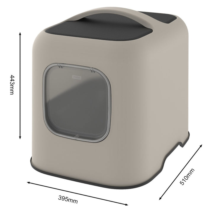 Rotho MyPet Biala Kattenbak met kap en schepje / Gemaakt van gerecycled plastic - Cappuccino