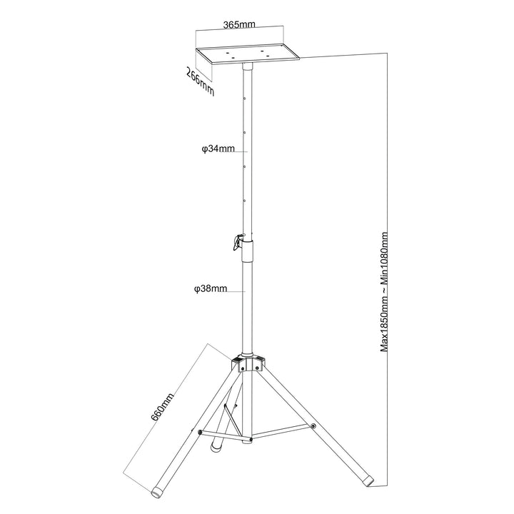 Maclean - Support de projecteur / Support de table - Hauteur réglable - Noir