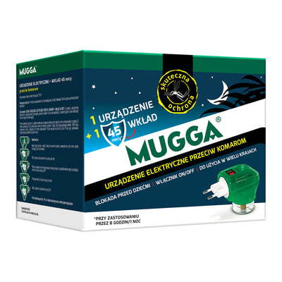 Elektrisch apparaat met Mugga 45 nacht 35ml muggenspray navulling
