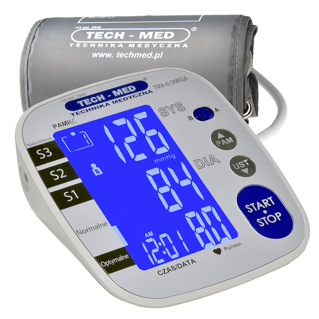 Tech-Med - Elektronische bloeddrukmeter |  LCD-display 3G-MWI-meettechnologie Universele armmanchet van 22 tot 42 cm