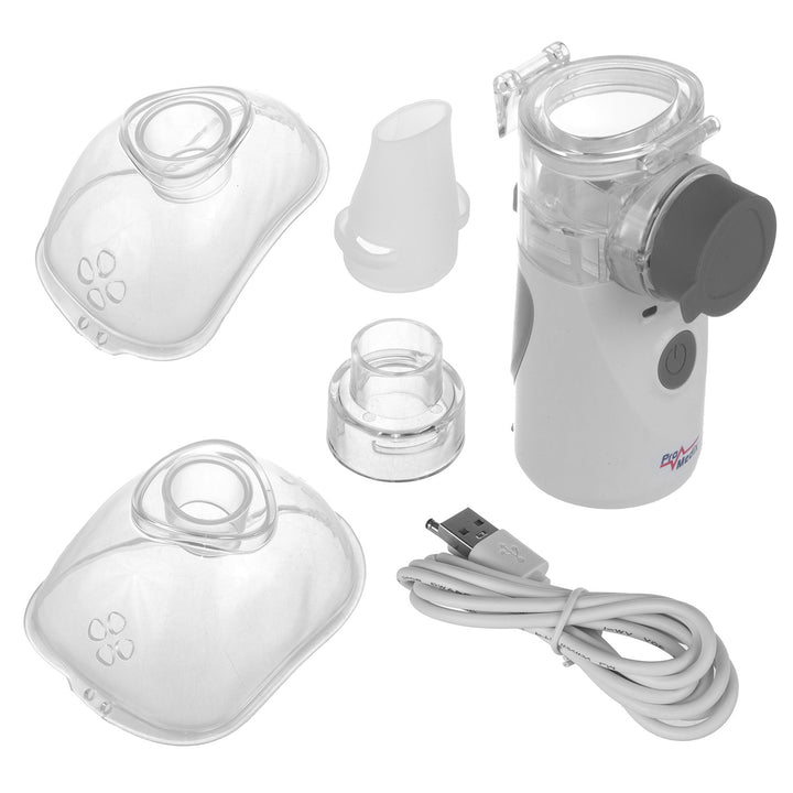 ProMedix - Draagbare inhalator voor kinderen en volwassenen | Stille inhalator - Twee maskers Mondstuk Vernevelaar Set - USB Oplaadbaar