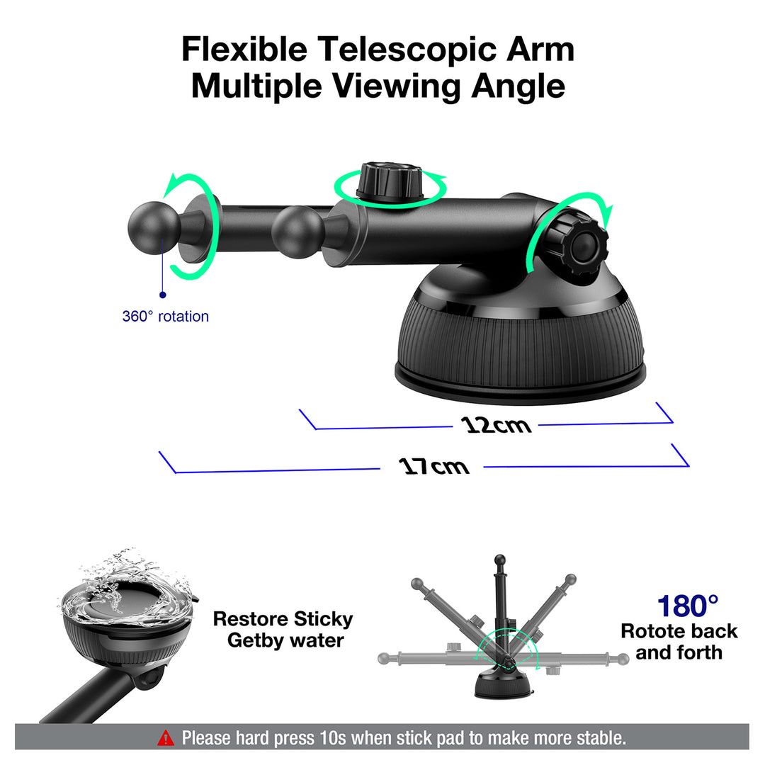 Maclean - telefoonhouder met Qi draadloze/inductieve lader | 5W/7.5W/10W/15W - telefoons 4.7-6.7"