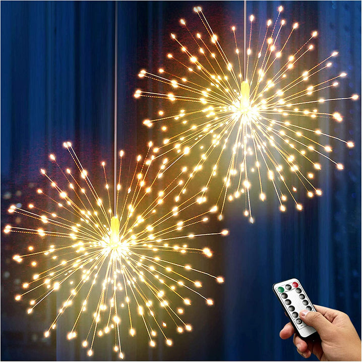 Maclean MCE419 Lampe LED 3D LED Feux d'artifice étoilés à suspendre Lampe LED décorative à suspendre 4 x AA 8 modes IP44 4 x AA Blanc chaud avec télécommande Lumières de Noël