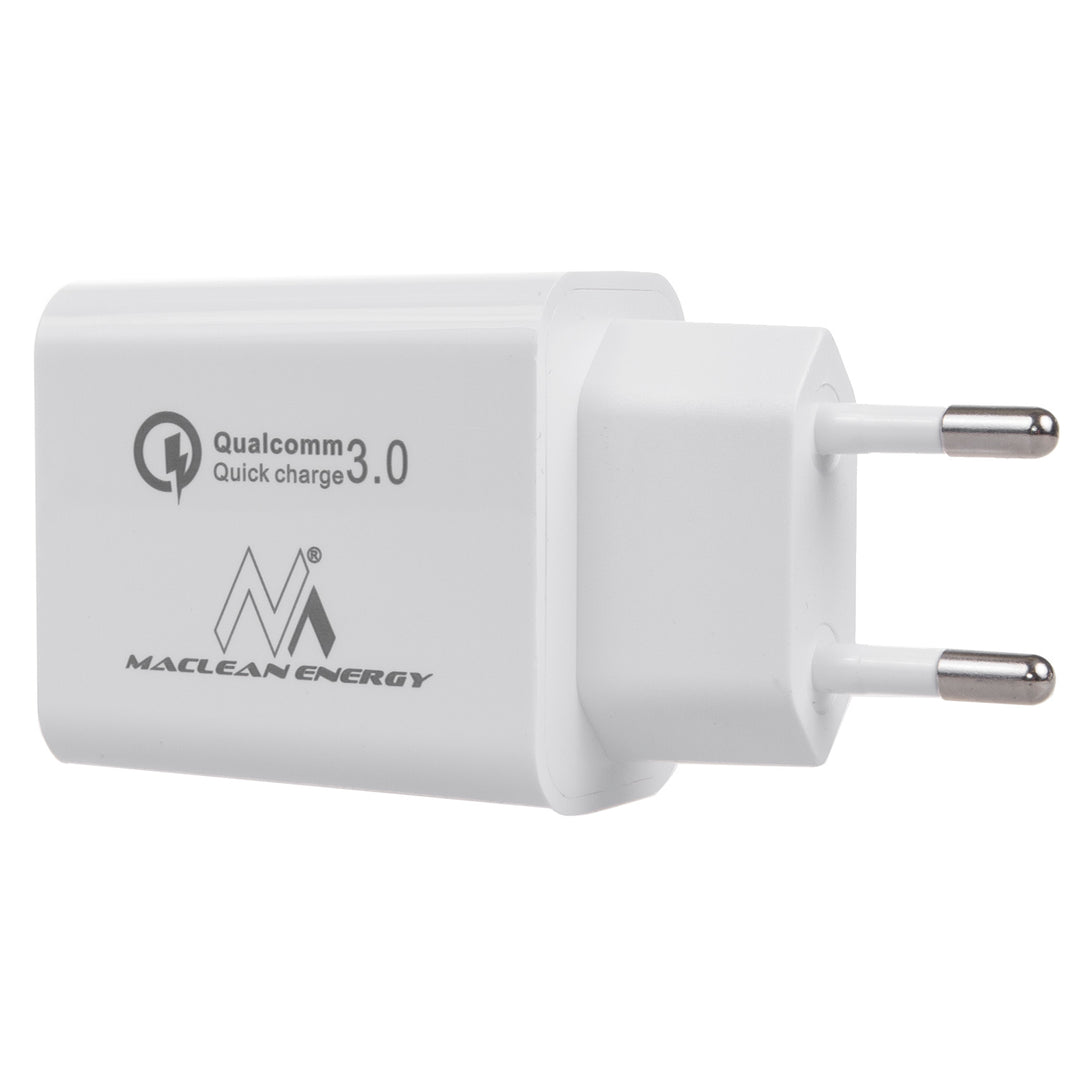 Chargeur secteur Maclean 20W, PD, Power Delivery, Qualcomm Quick Charge, QC 3.0, 5V3A/9V2.22A/12V1.67A, blanc, MCE485W