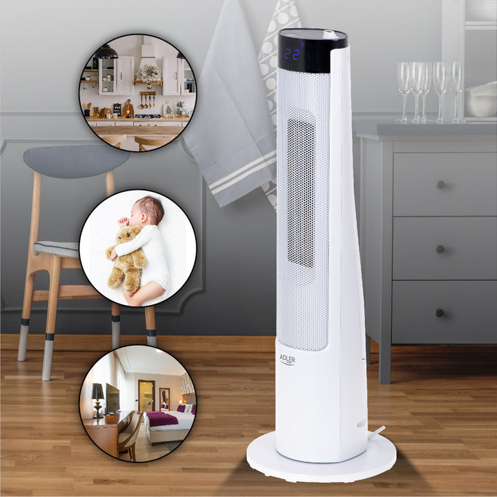 Adler AD 7730 - LCD kolomverwarmer met luchtbevochtiger - Keramisch verwarming