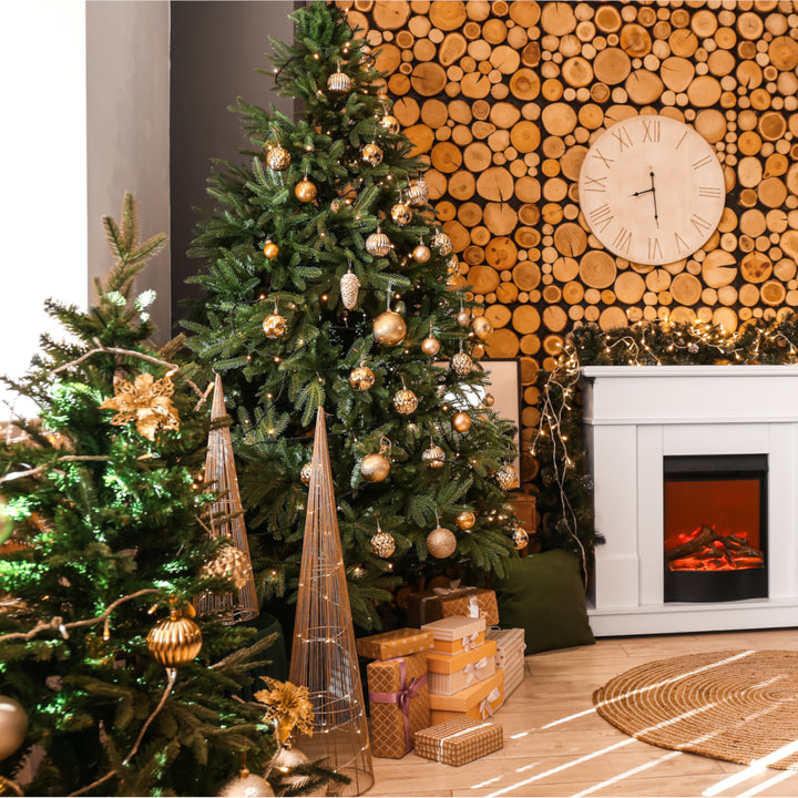 Novatom Premium PVC-kerstboom 250 cm Spruce Snow-effect Natuurlijke kegelkerstboom Inclusief metalen standaard Gemaakt van PVC-folie en PE-takken