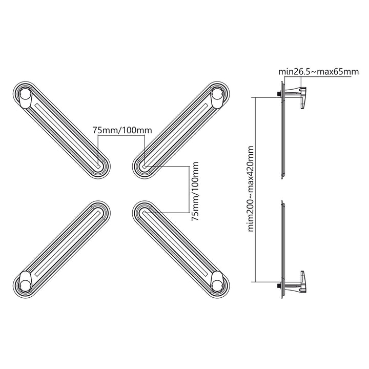 Maclean - Adaptateur pour écrans sans norme VESA - 13"-27" - Max 8kg - Noir