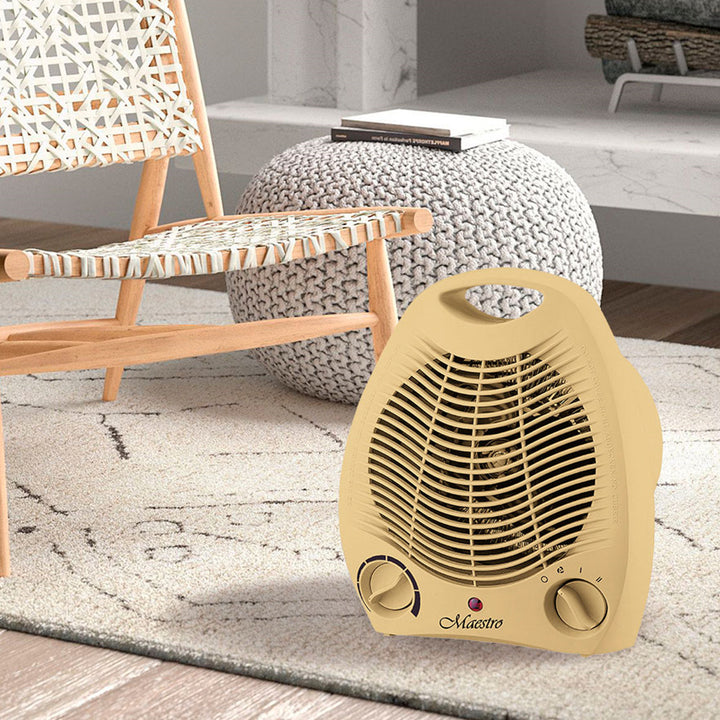 Maestro - Radiateur soufflant électrique 2000 W Trois modes de fonctionnement Poignée de ventilateur chaud et froid - Beige