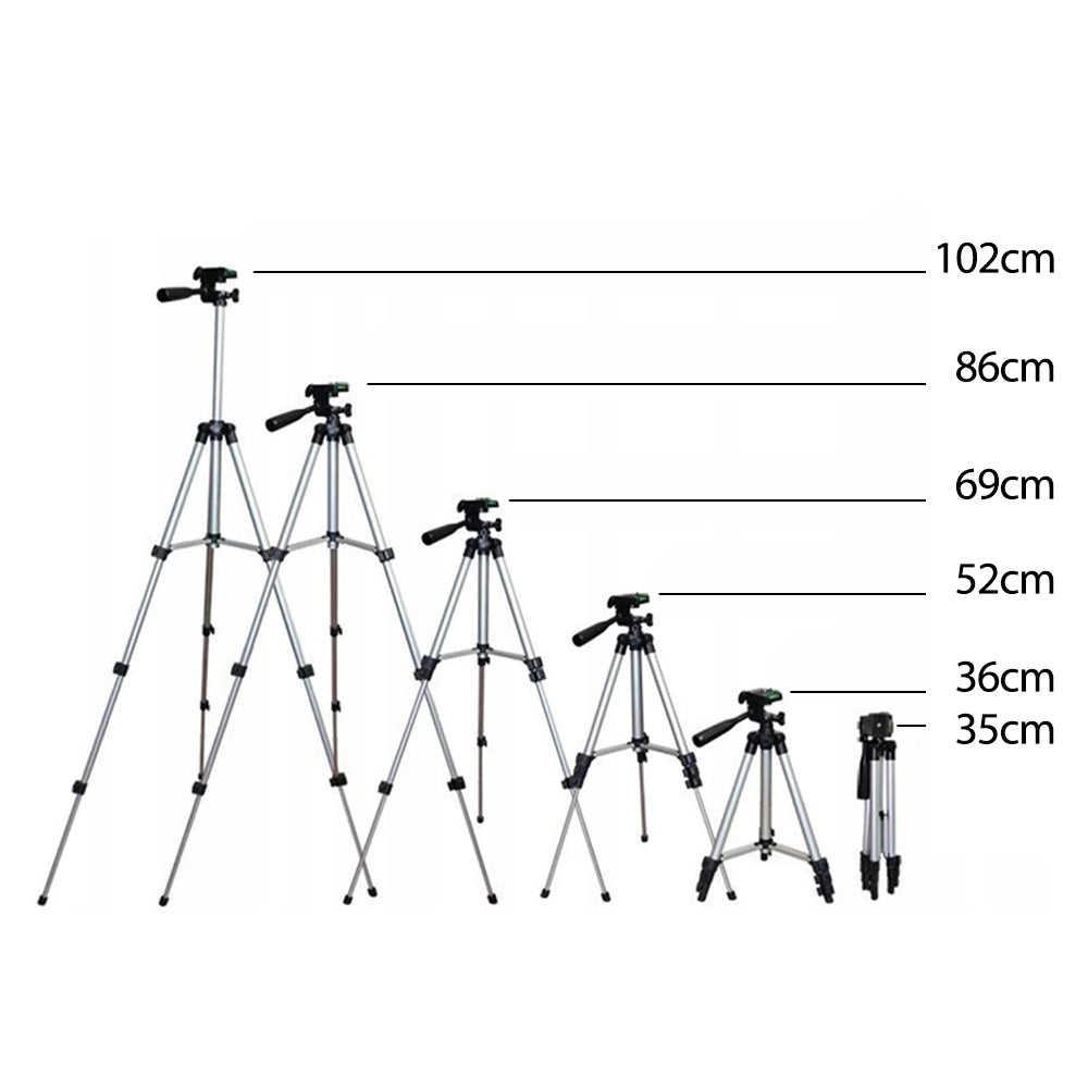 Maclean - Trépied universel 1/4" avec support de téléphone et sac de transport - Convient aux appareils photo, caméscopes, smartphones, anneaux lumineux - Hauteur max. 102 cm -