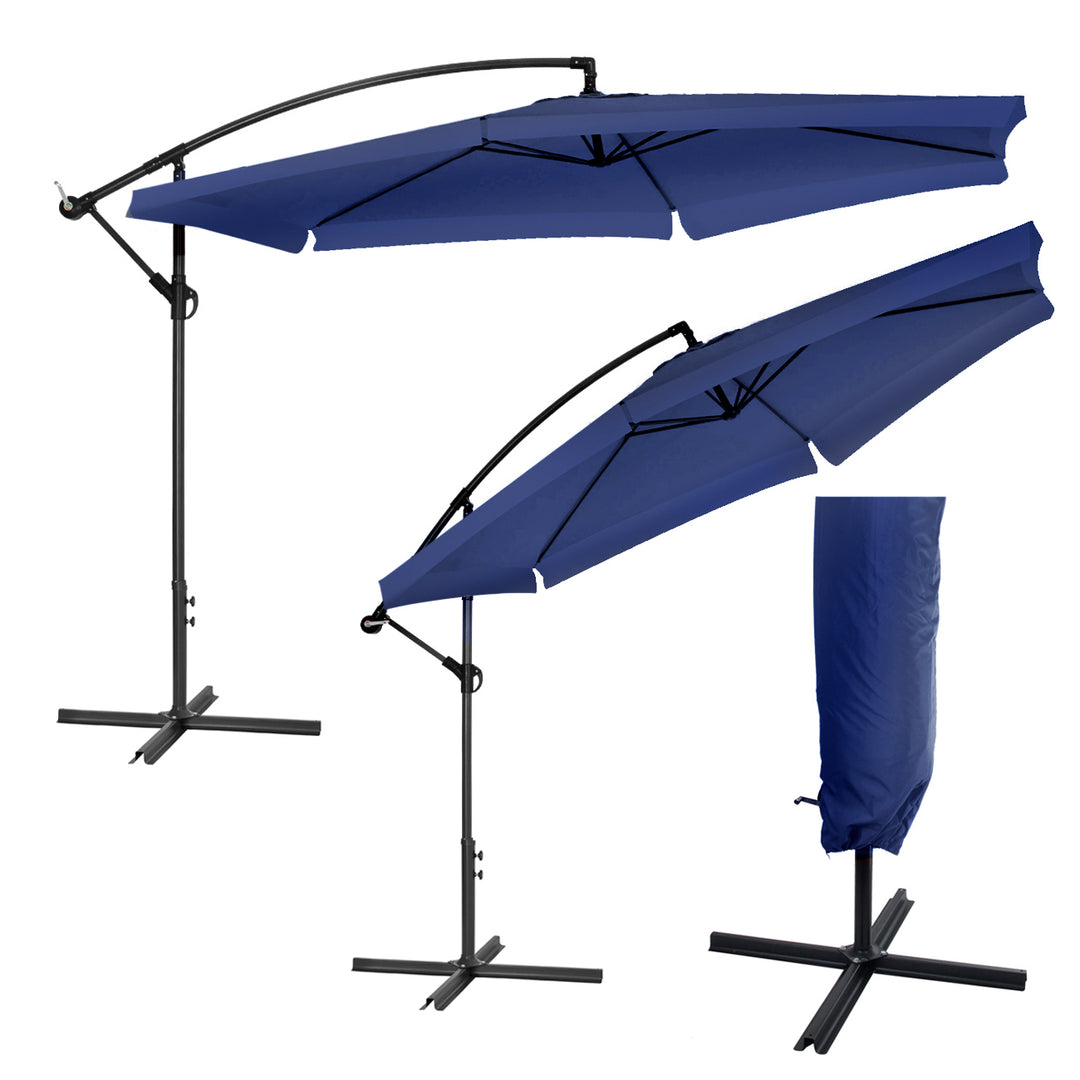 GreenBlue - Zweefparasol Ø 300cm - UV-bescherming - Marine Blauw