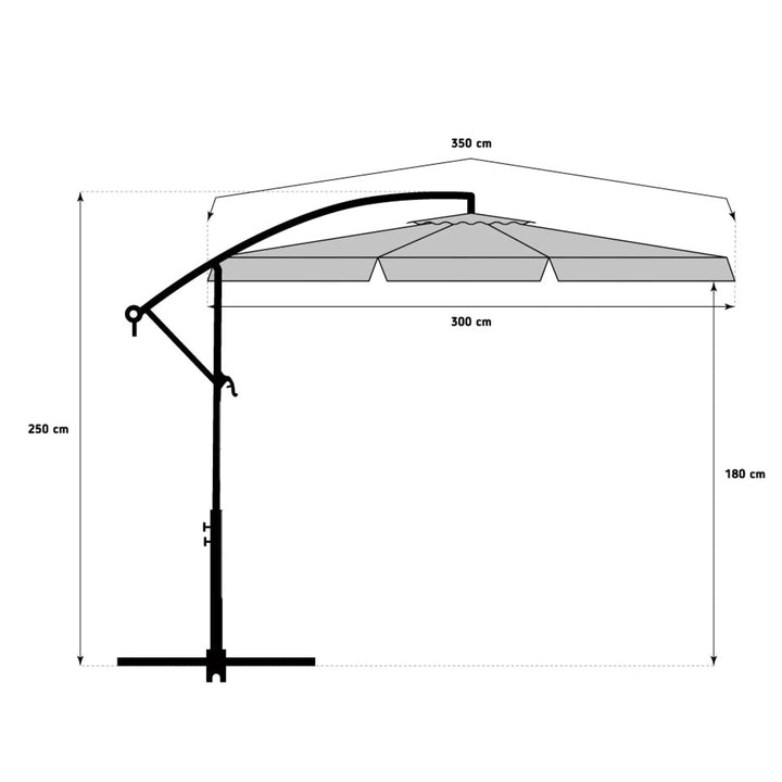 GreenBlue - Zweefparasol Ø 300cm - UV-bescherming - Marine Blauw