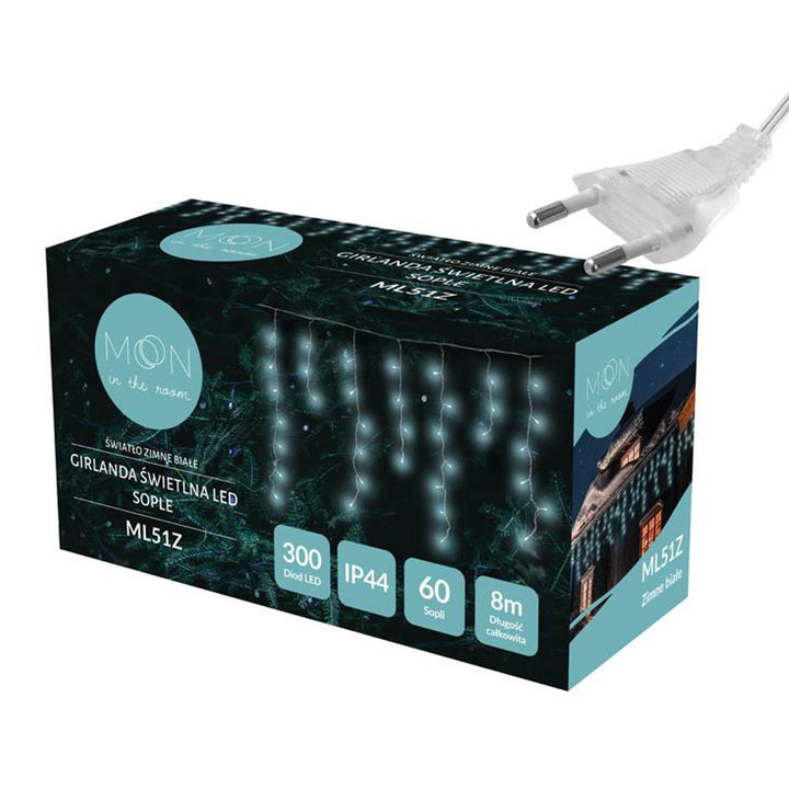 Moon in the Room - Licht Gordijn - 60 ijspegels / 300 Led - 8m - Koud wit IP44