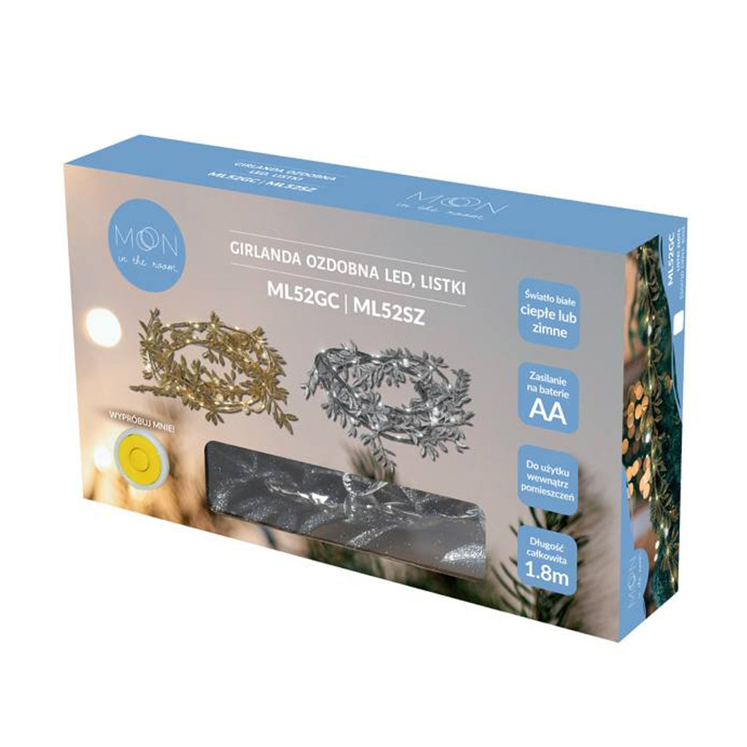 Moon in the Room - LED decoratieslinger - Gold bladeren voor kerst - 1,8m Warm wit lichtvoorziening 3x AA