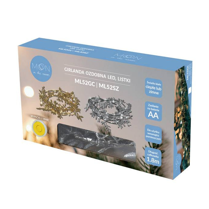Moon in the Room - LED decoratieslinger - Gold bladeren voor kerst - 1,8m Warm wit lichtvoorziening 3x AA