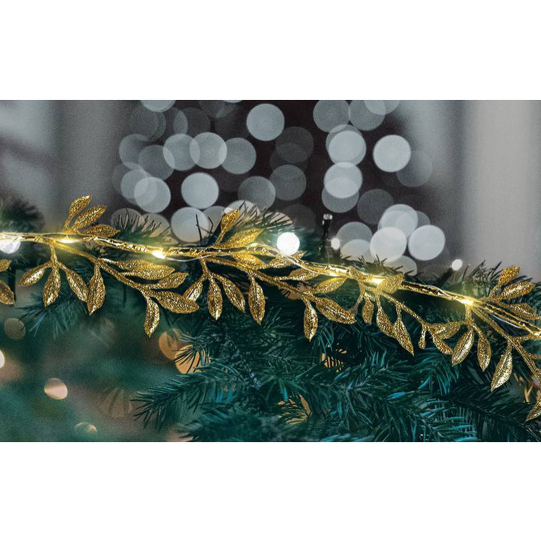 Moon in the Room - LED decoratieslinger - Gold bladeren voor kerst - 1,8m Warm wit lichtvoorziening 3x AA