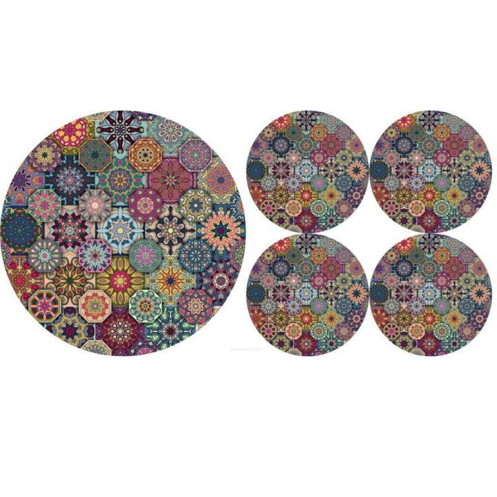 Arco Design Vilten placemats 5-delig placemats Ronde placemats Moderne onderzetters placemats 1 x 33 cm diameter 4 x 16 cm diameter (1+4 Valencia)