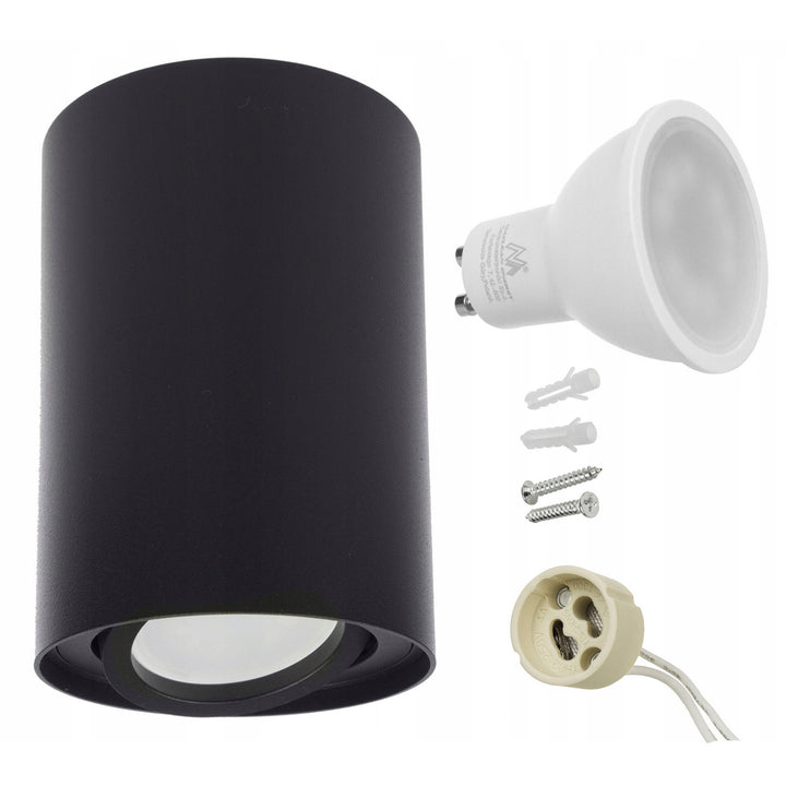 Plafond Rond Maclean Noir MCE422 B + Lampe LED GU10 5W 4000K