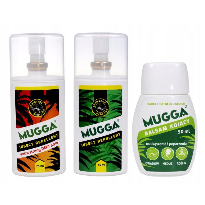 Set 2x Mugga 50% + 9,5% Family Deet + Kalmerende Balsem 50ml