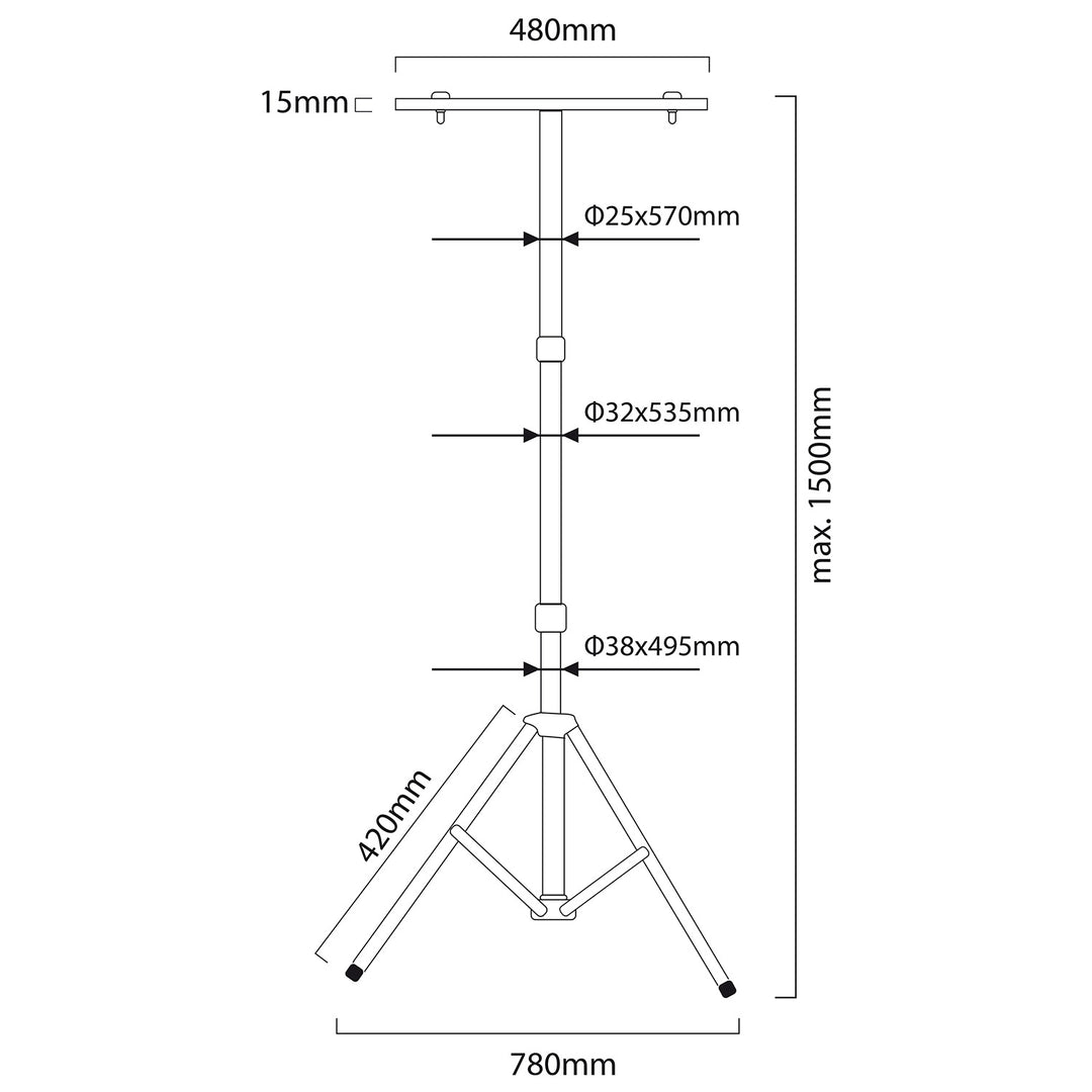 Maclean MCE583 Statief met 2 x schijnwerpers Bouwspots Werklamp Schijnwerper Standaard Bouwspotstatief Telescoop 62-150 cm In hoogte verstelbaar Staal (Neutraal wit 2x 50 W) [Energieklasse F]