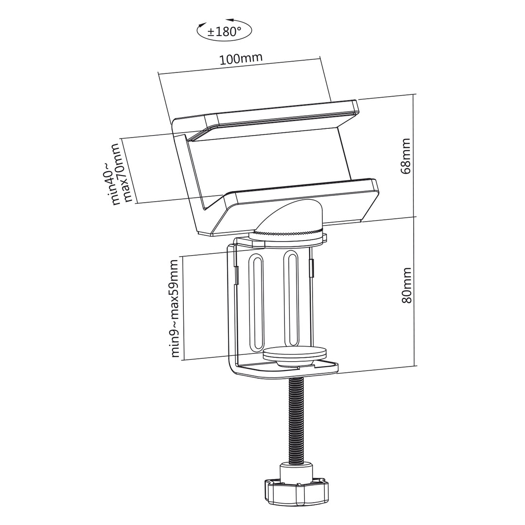 Maclean bureausteun voor stekkerdoos, wit, 40-70mm, MC-470W