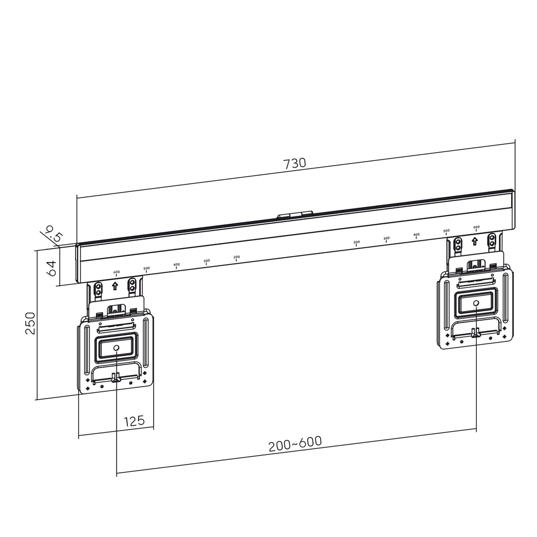 Maclean - TV-beugel - ultraplatte muurbeugel voor TV, 37-80", max VESA 600x400