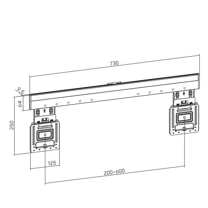 Maclean - TV-beugel - ultraplatte muurbeugel voor TV, 37-80", max VESA 600x400