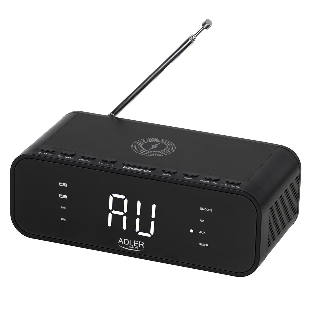 FM-radio wekker met draadloze lader en Bluetooth - Adler AD 1192B
