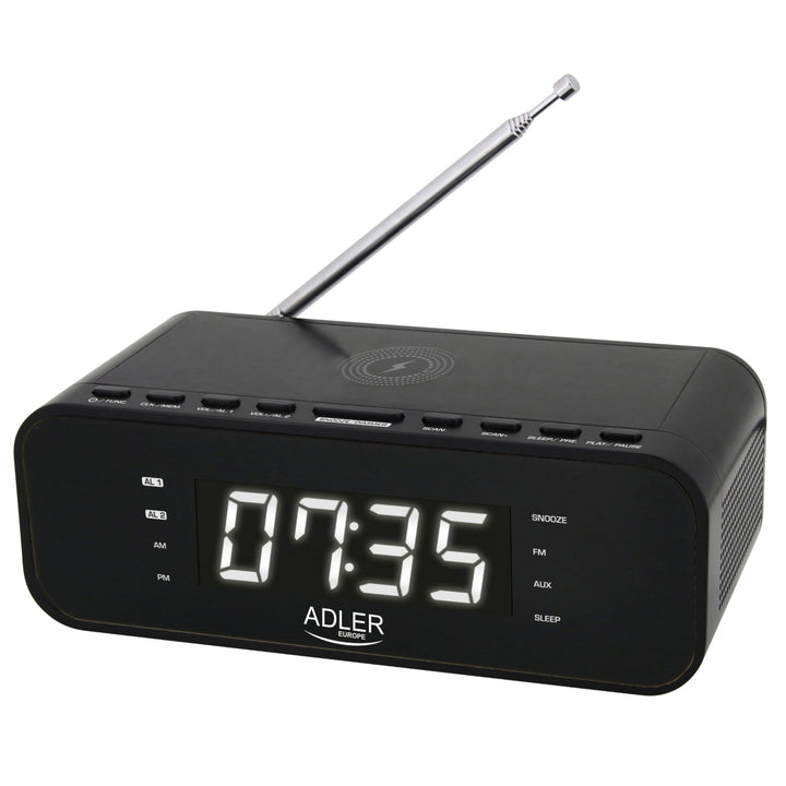 FM-radio wekker met draadloze lader en Bluetooth - Adler AD 1192B
