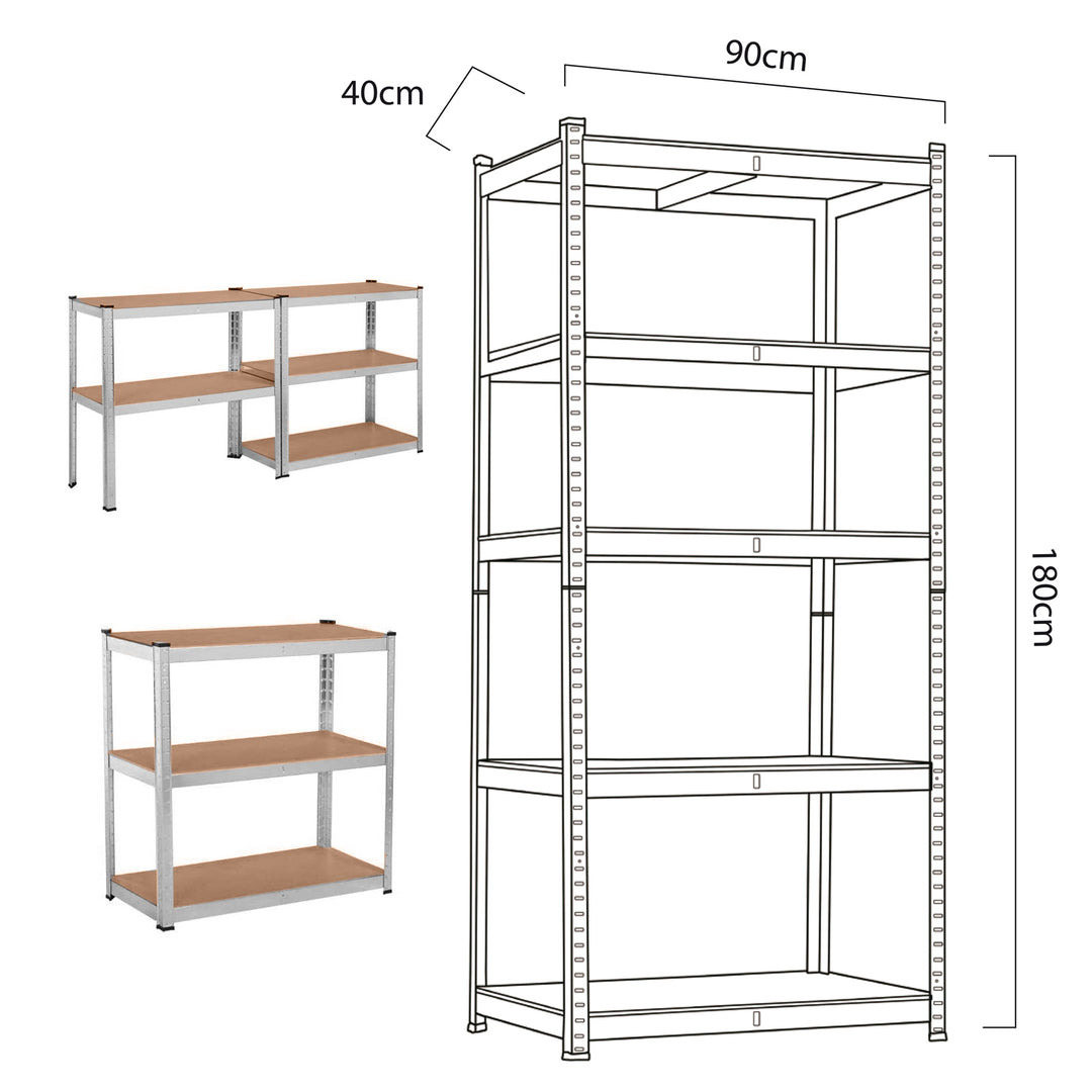 GreenBlue - Rack de rangement / Etagère - 180x90x40cm - Métal - nombre d'étagères : 5