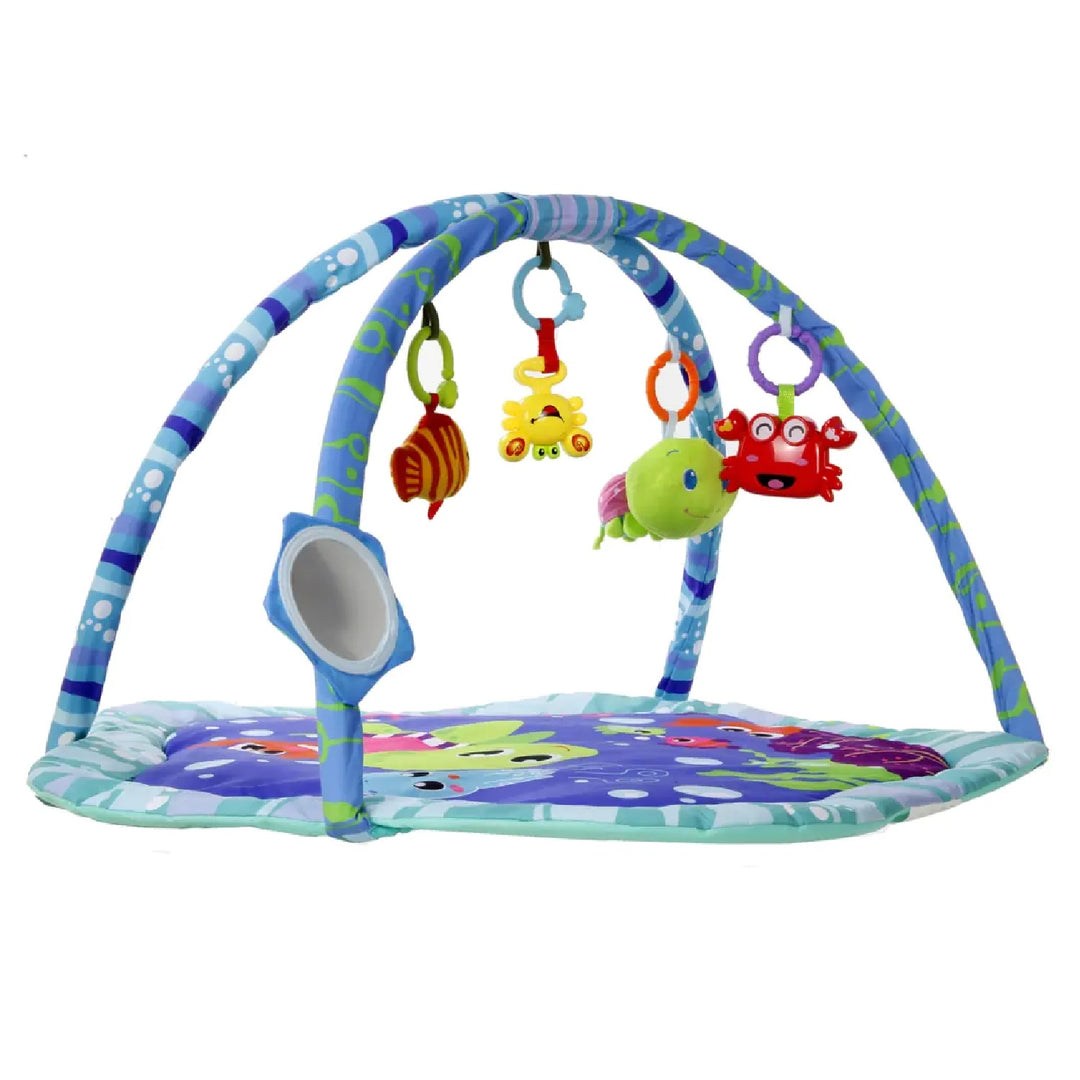 HanksKids HKM4 tapis éducatif en peluche océan doux et sûr tapis de jeu pour enfants animaux de l'océan sons interactifs jouet et miroir inclus