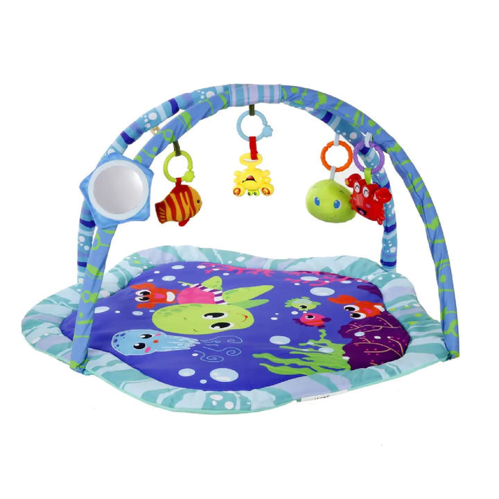 HanksKids HKM4 tapis éducatif en peluche océan doux et sûr tapis de jeu pour enfants animaux de l'océan sons interactifs jouet et miroir inclus