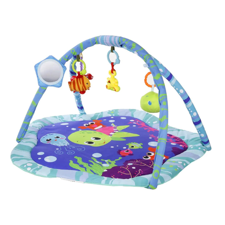 HanksKids HKM4 tapis éducatif en peluche océan doux et sûr tapis de jeu pour enfants animaux de l'océan sons interactifs jouet et miroir inclus