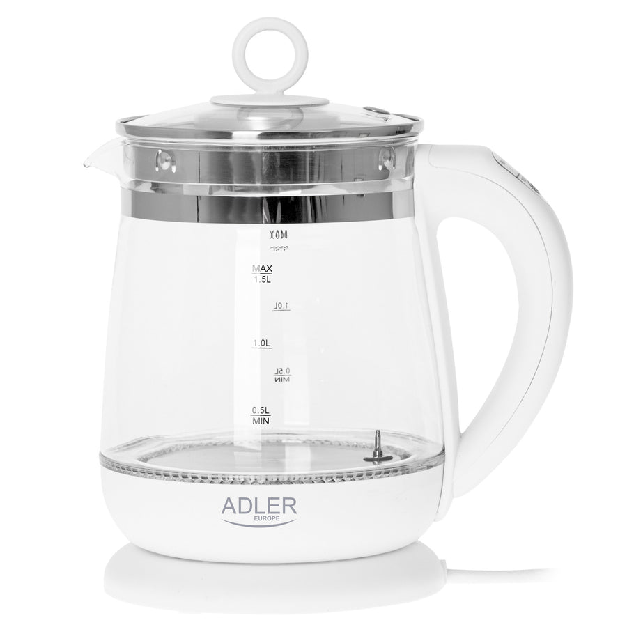 Glazen waterkoker 1,5 L met zet- en temperatuurregeling Adler AD 1299