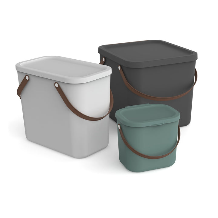 Rotho - Opbergdoos / Emmer met deksel en handvat 6L - Gerecycleerd plastic - BPA-Vrij - Donkerblauw