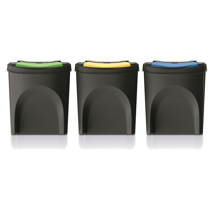 Prosperplast Kaden - Poubelle set de 3x25L - Noir