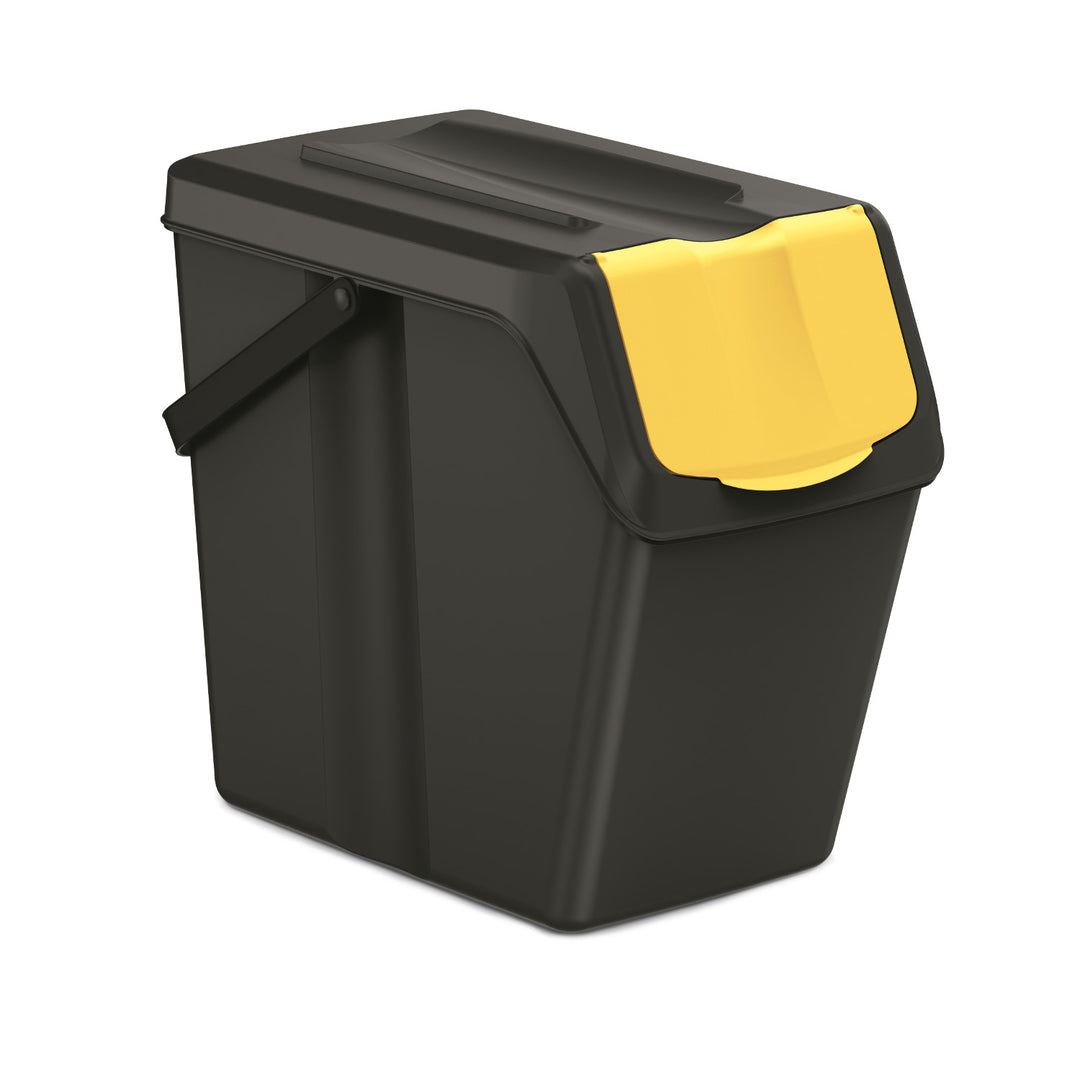 Keden Sortibox Afvalscheidingssysteem 3x25L Set Afvalscheidingsbakken Recycling Recycling Bins Afvalsorteermand Containers Kunststof afvalbakken Zwart