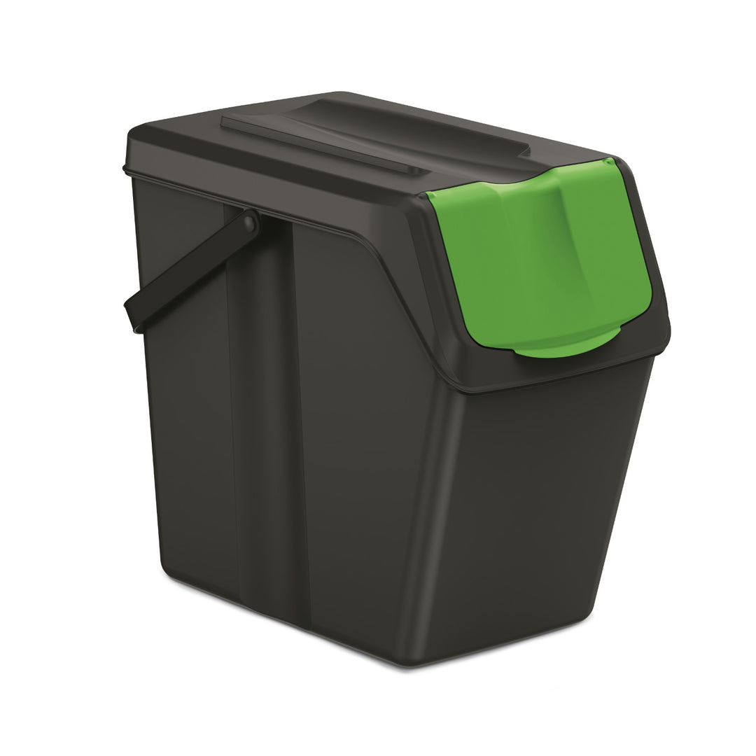 Keden Sortibox Afvalscheidingssysteem 3x25L Set Afvalscheidingsbakken Recycling Recycling Bins Afvalsorteermand Containers Kunststof afvalbakken Zwart